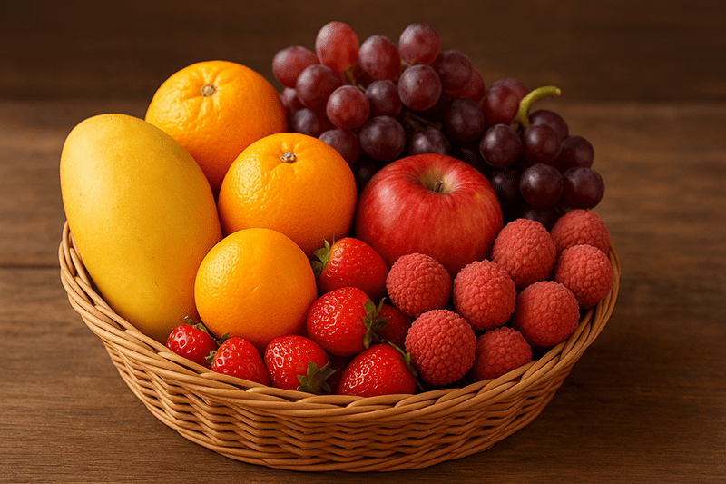 Basket of seasonal fresh fruits